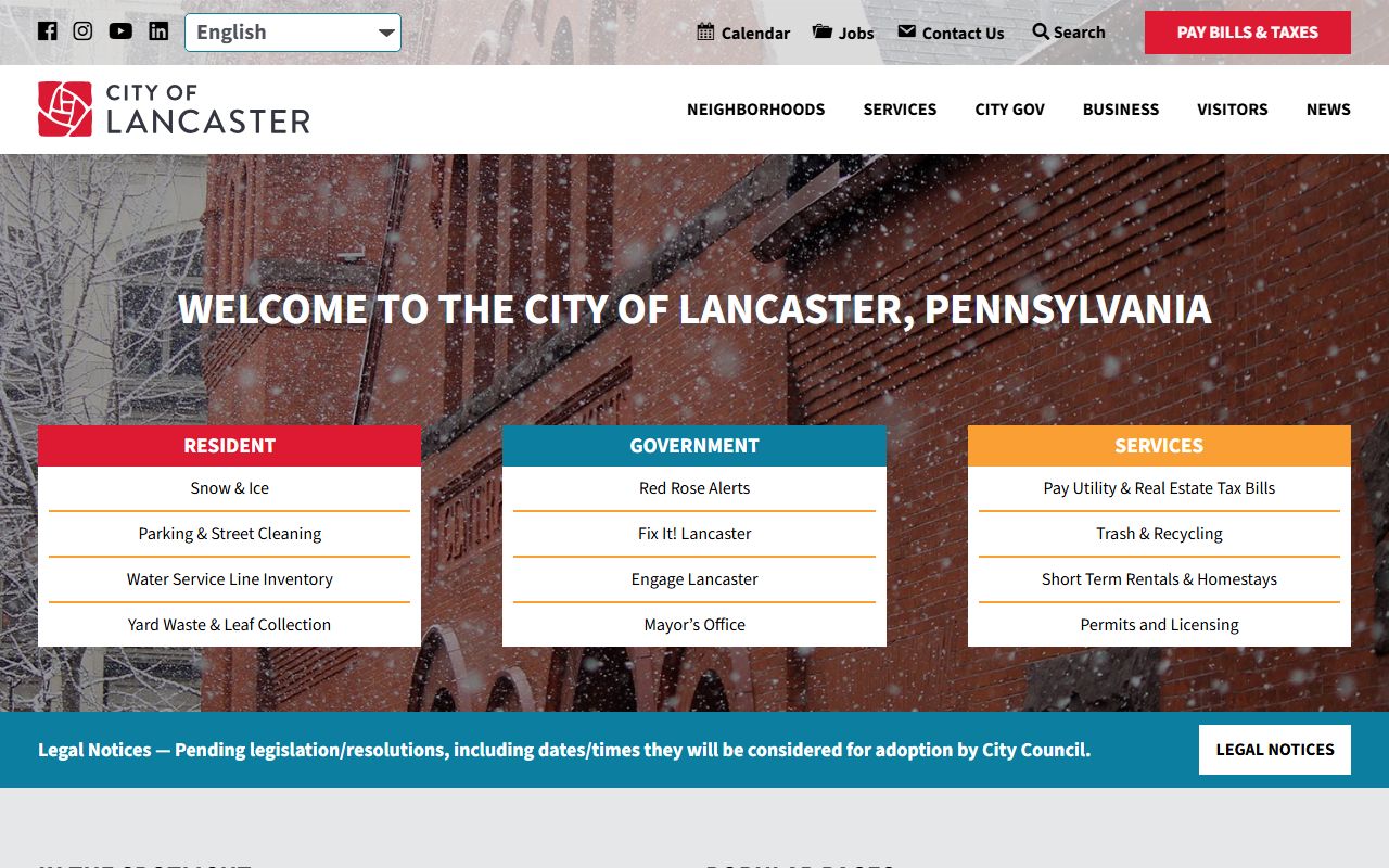 Lancaster City government website for Lancaster City probate court records