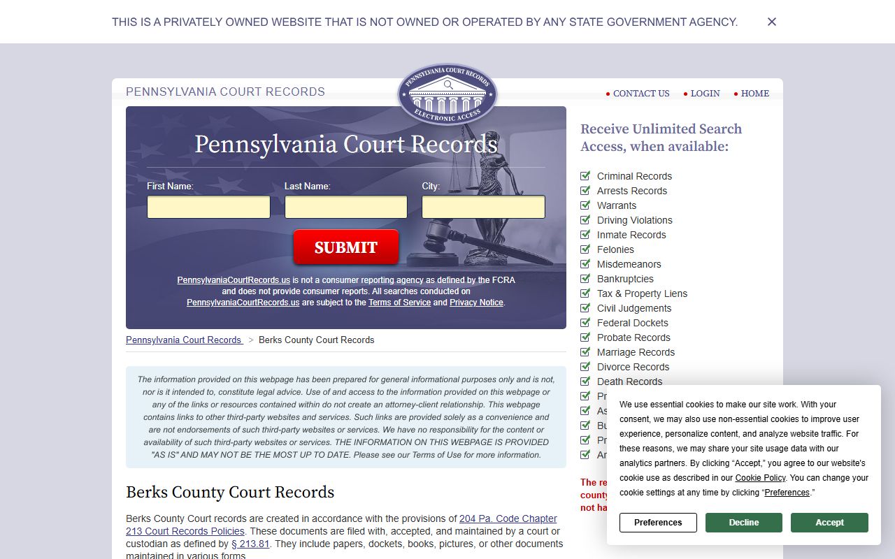 berks county court records portal probate court records