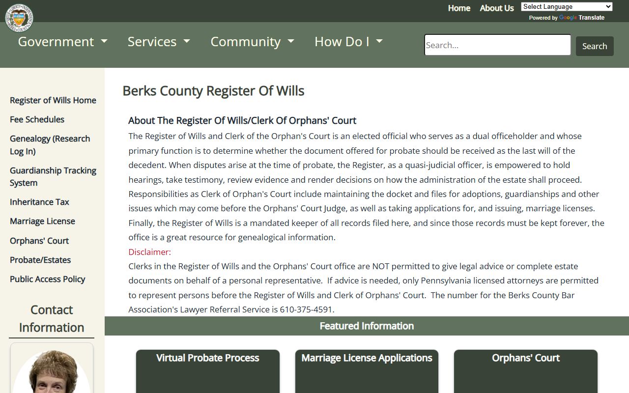 berks county register of wills official page probate court records
