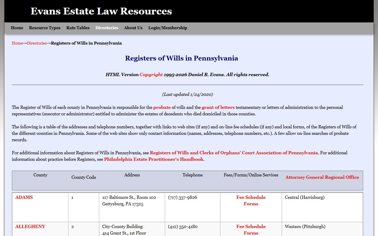 butler county register of wills information probate court records