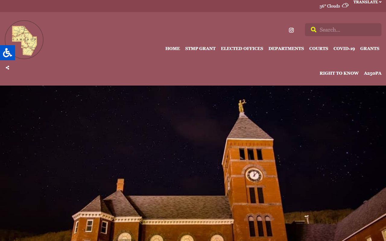 Cameron County official website showing court office contact information