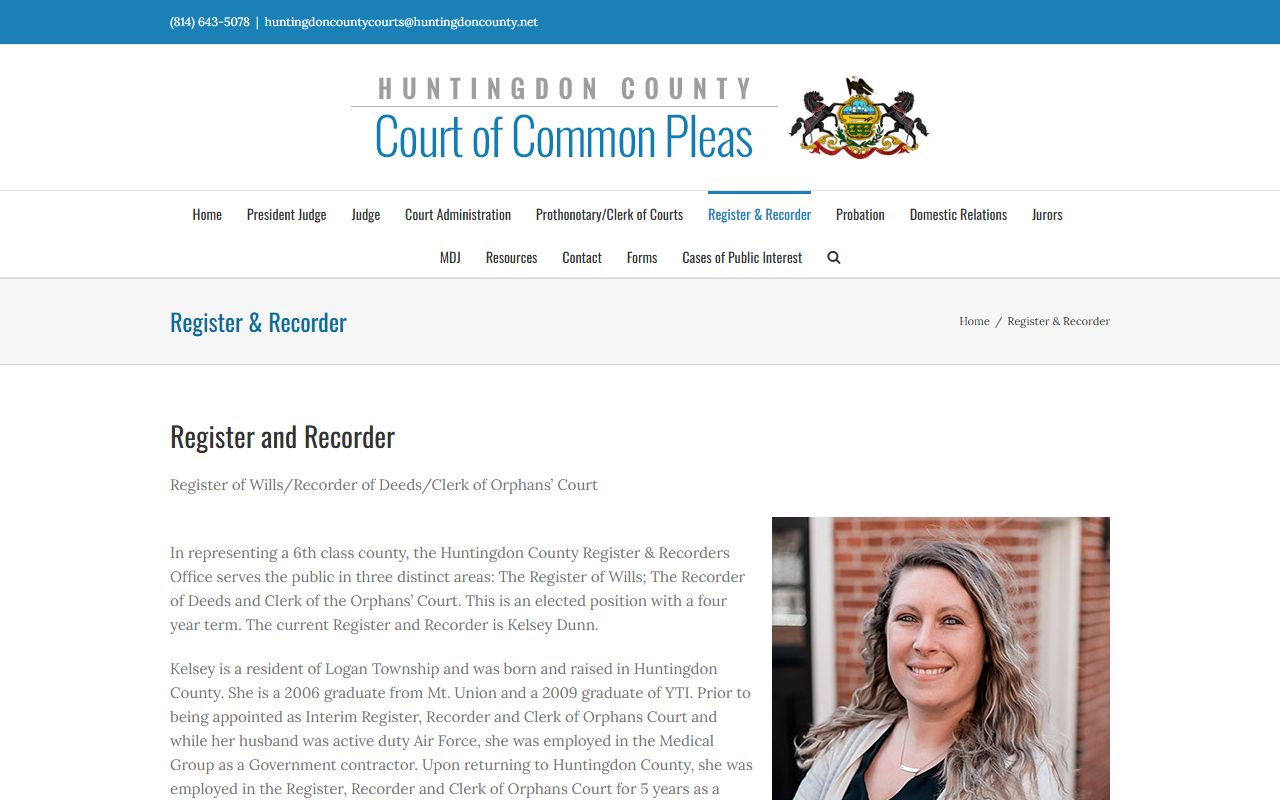 Huntingdon County Register and Recorder probate court records