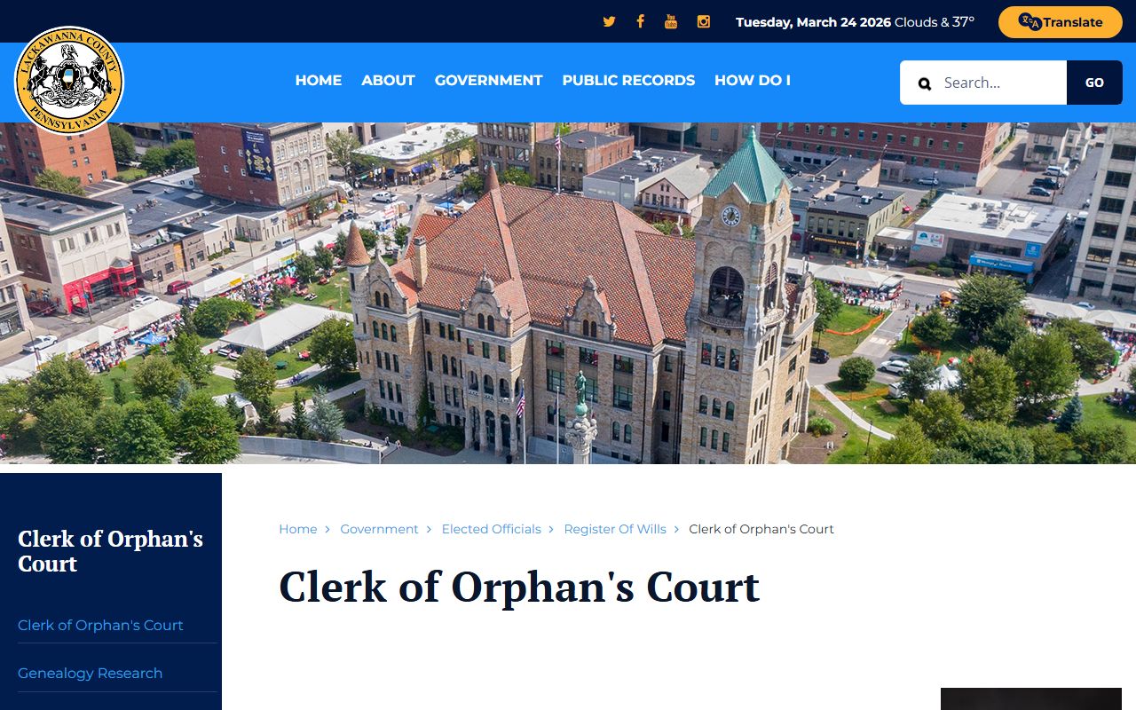 Lackawanna County Register of Wills and Orphans' Court probate records