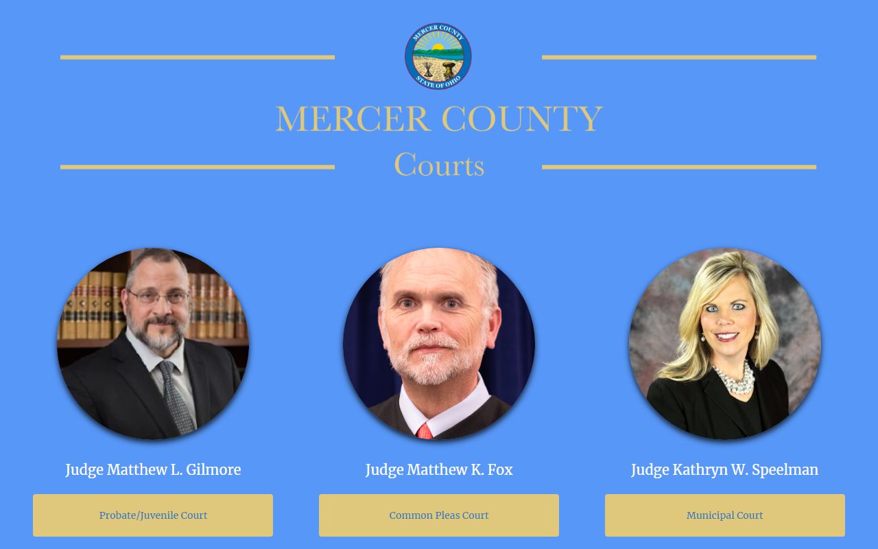 Mercer County Probate and Juvenile Court website showing estate services