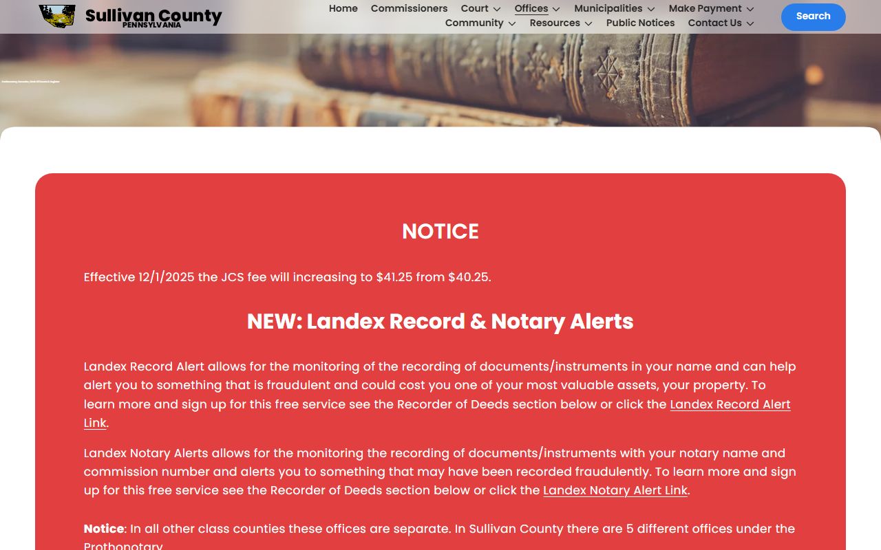 Sullivan County Prothonotary official page