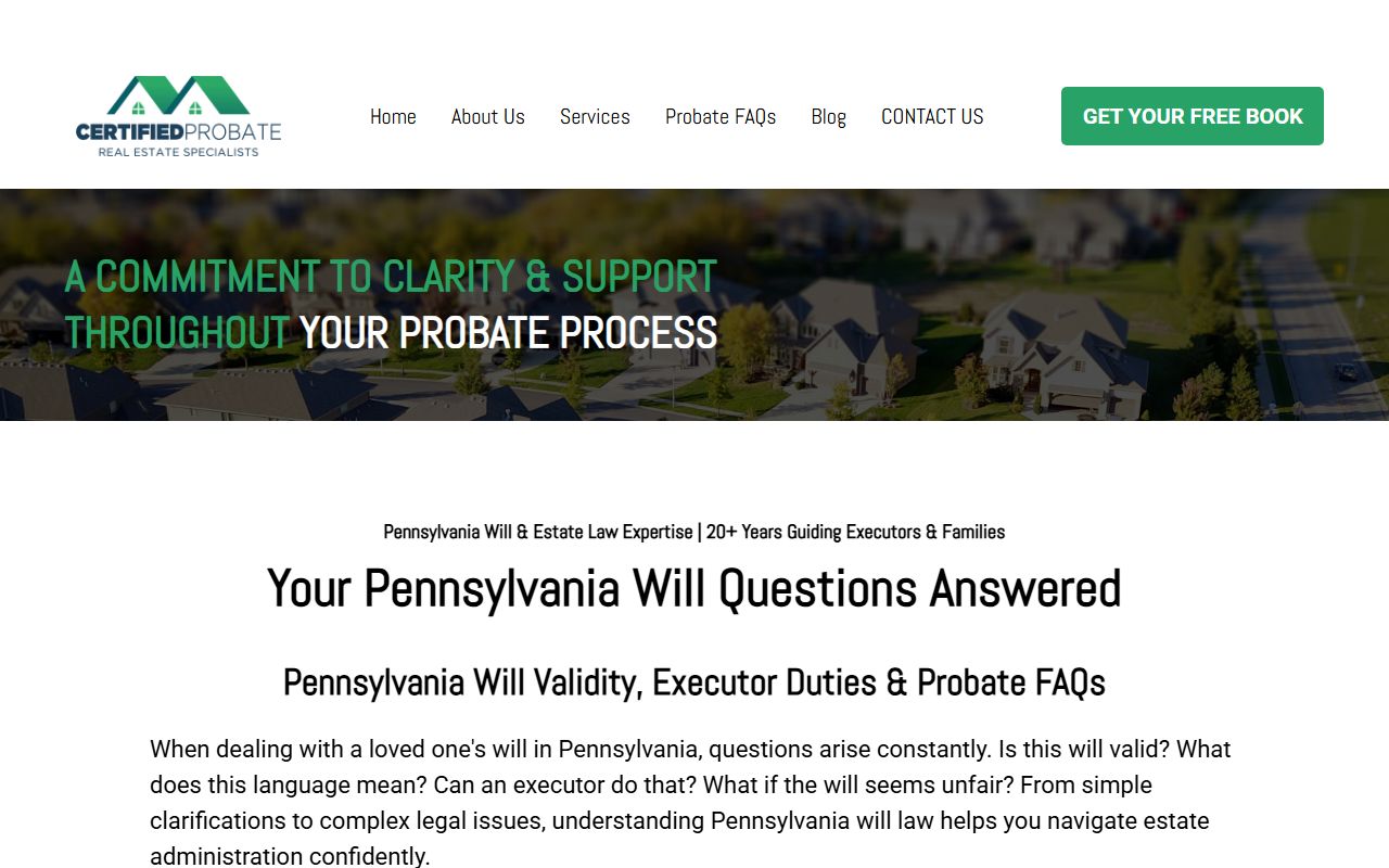 PA Probate Help information resource for Pennsylvania estate administration